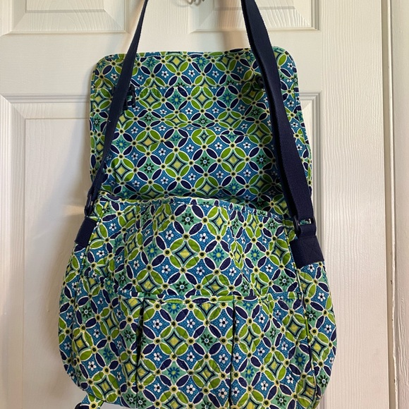 Vera Bradley Daisy Pattern Blue and Green Crossbody Messenger Bag - Picture 4 of 5